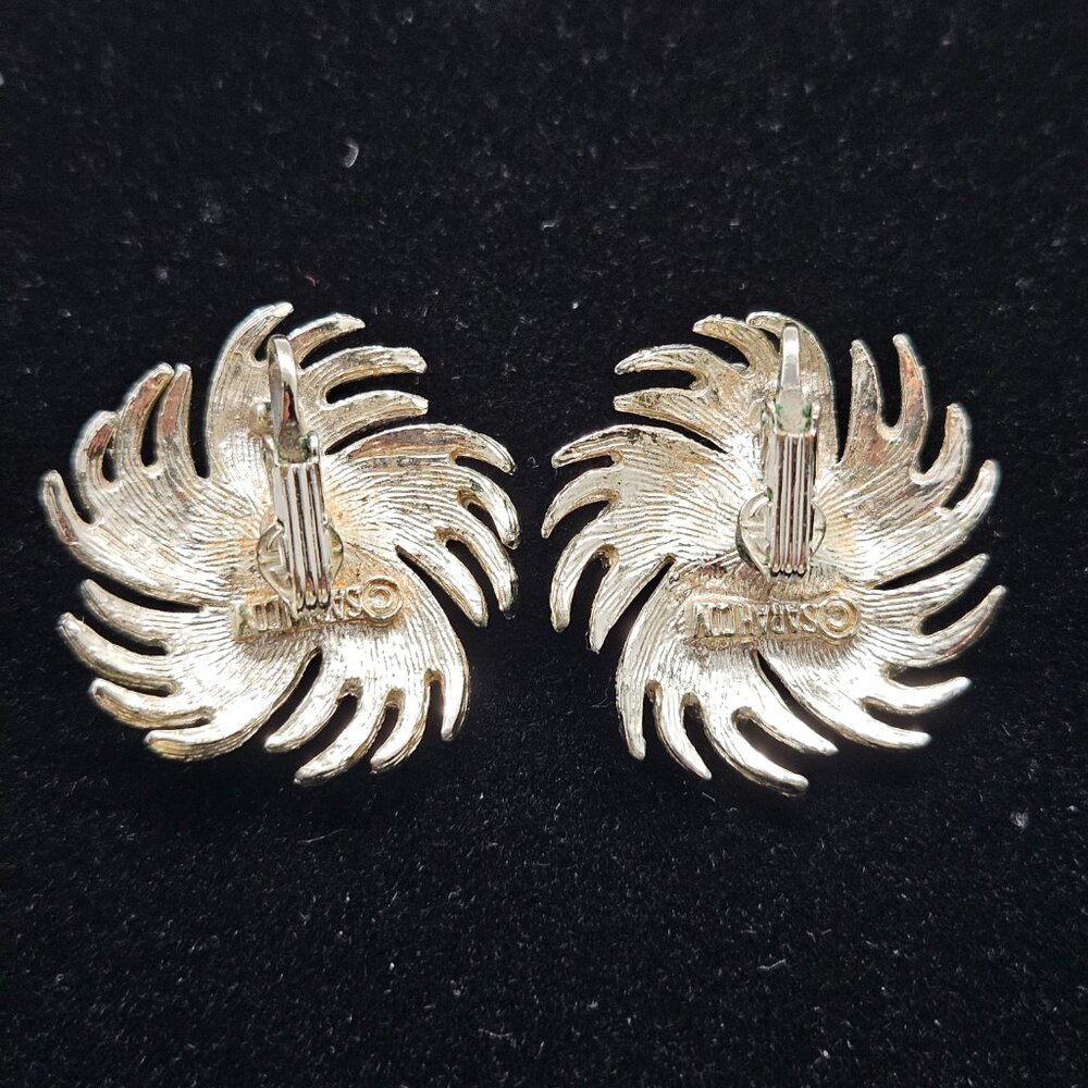 Vtg Lot Sarah Coventry Brooch & Earrings Starburst Pinwheel Faux Pearl & Swirl - Picture 8 of 15